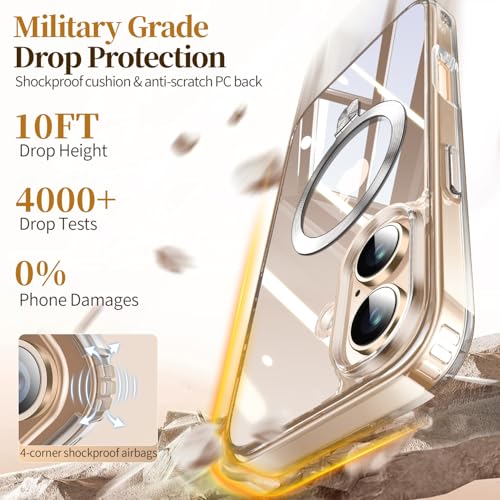 Image of ESTPEAK CD Mag-Stand Case for iPhone 16 Plus Case with Invisible Magnetic Ring, [Compatible with MagSafe] [Never Yellowing] Top Clear Phone Case Cover for iPhone 16 Plus 6.7 inch Men Women, Clear