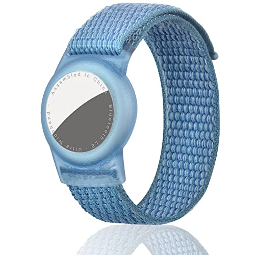Dingfeiyu Funda Pulsera para niños o Adultos, Brazalete para Ajustable Locator Tracker Anti-Arañazos GPS Bracelet para AirTag (Azul)