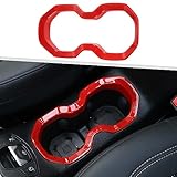 Jimen Compatible with Jeep Renegade 2015-2023, Front Cup Holder Cover Trim Frame (Red)