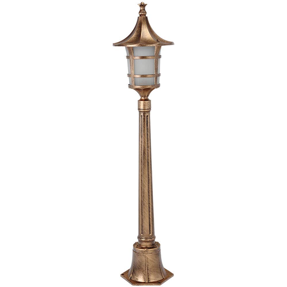 QUSYZD Lamp Post Lights Outdoor, E27 Traditional Style 1.7M Black 1-Lights Way Ip54 Waterproof Outdoor Garden Lamp Post Light Glass Column Lamp Led Light E27 Decorati,Bronze-0.8m