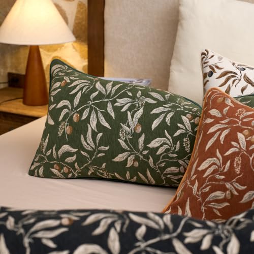 Image of Alerfa Green Floral Throw Pillow Cover 14 x 36 Inch Rectange Luxury Decorative Lumbar Pillow Cover for Couch Living Room Bedroom