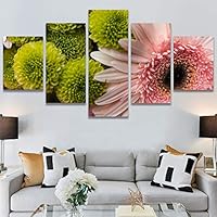 SIGNWIN 5 Panel Canvas Wall Art Modern Art Bouquet Colorful Cool Floral Group Multicolor Photography Realism Romantics for Home Decorations Ready to Hang - 60