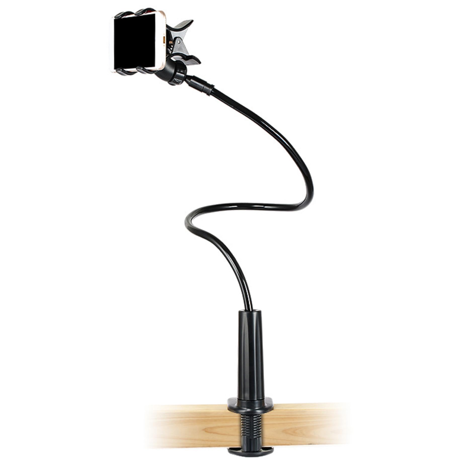 Pince de téléphone au lit, support de téléphone à col en cygne, support de téléphone de lit réglable avec clip non glissant, support de téléphone universel pour lit, support de téléphone portable, no