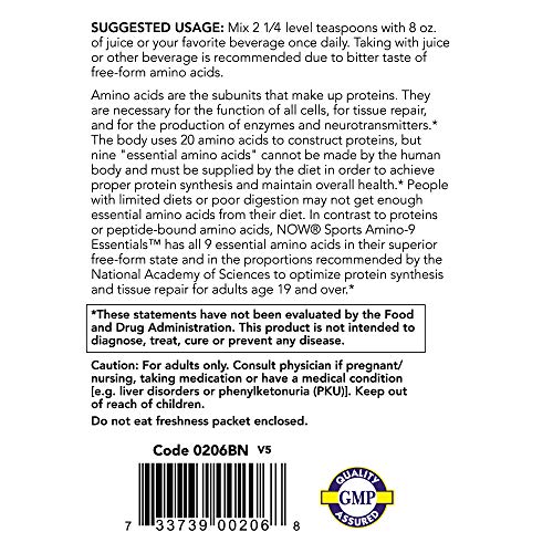 Now Foods 0206 Sports Nutrition, Amino-9 Essentials™ Powder, Enhanced Protein Synthesis, Amino Acids thumb #2
