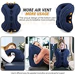 Inflatable Travel Pillow,Multifunction Travel Neck Pillow for Airplane to Avoid Neck and Shoulder Pain,Support Head,Neck,Used for Sleeping Rest, Airplane and Home Use,with Eye Mask, Earplugs,Blue - Image 5