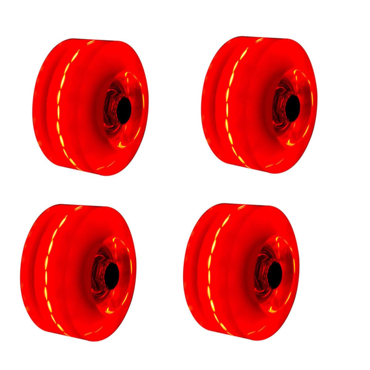jojofuny Ruedas de Patinaje Pu Luces Rojas Intermitentes para Patines de Doble Hilera, 4 Piezas para Patinaje Artístico y Casual en Interiores