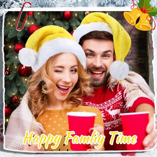 Image of 20 Pcs Santa Hats Bulk Plush Christmas Hats for Adults Women Men Holiday Party Costume(Yellow)