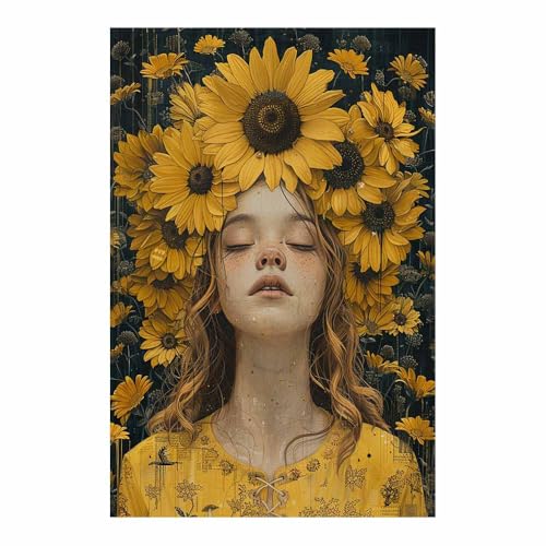 Tableau décoration murale TERUEA tournesol vintage pour salon chic 70x100cm