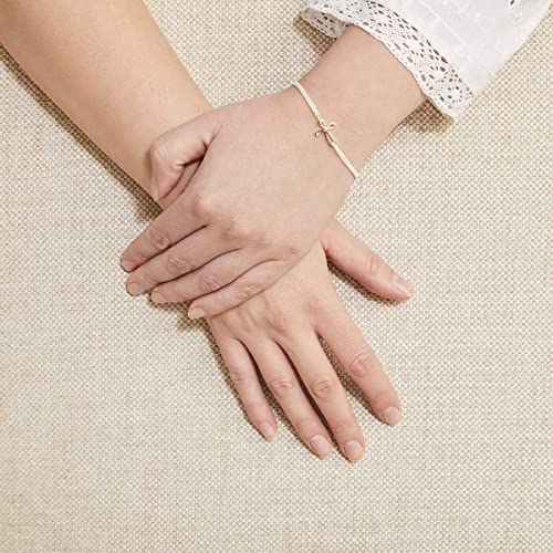 Molly B London Freshwater Pearl & 925 Sterling Silver Cross Bracelet. Adjustable Jewelry Chain Bracelets For Girls. Perfect First Communion Gifts, Baptism Gifts, Birthday Gift, Sweet 16 - Image 6