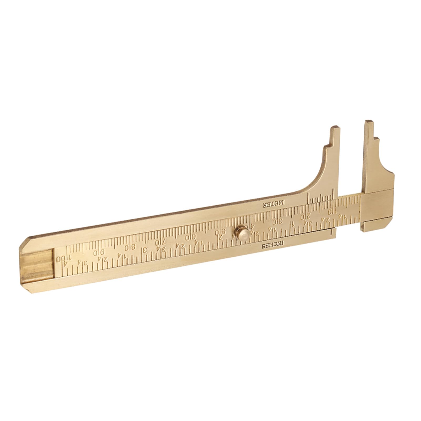 High Brass Vernier Caliper Ruler, Vintage Double Scale Measuring Tool in MmInch for Daily Use (Zerodisgr3ti6umf1-02)