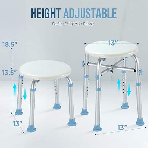 Miniatura 6 de OasisSpace Silla de ducha resistente con respaldo  Silla de bañera con brazos para discapacitados, discapacitados, personas mayores y ancianos  Asas