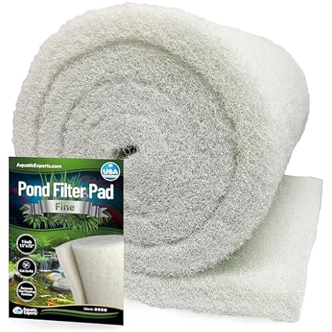 Classic Koi Pond Filter Pad FINE - White Bulk Roll Pond Filter Media, Ultra-Durable Pond Filters for Outdoor Ponds, Reusable Fish Pond Filter Material, USA, Aquatic Experts (3/4" - 1" x 12" x 72") Cover