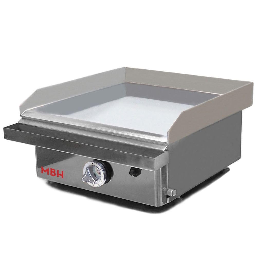 MBH - Plancha à gaz industrielle 400 x 400 mm en chrome dur pour hôtellerie Fry Top pour cuisine professionnelle pour bar et restaurant