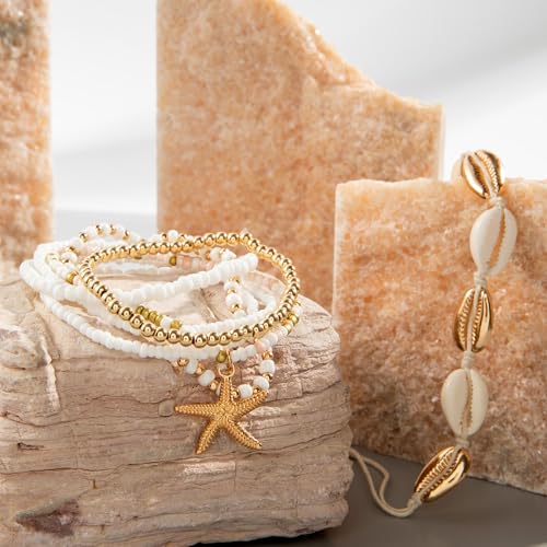 Shell Bracelet Beach Accessories Starfish Bracelets Seashell Charm Bracelets Turtle Boho Layered Beach Dresses for Women Vcation Outfits Summer Stuff3