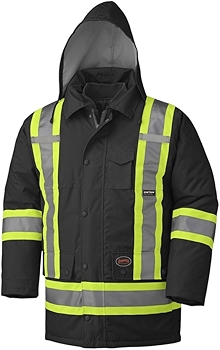 先锋冬季7合1防水安全夹克 - 高能见度黑色外套