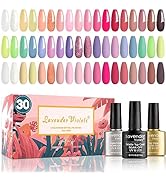 Lavender Violets Gel Nail Polish Kit 27+3 Colors Pink Brown and White Soak-off UV LED Nail Gel wi...