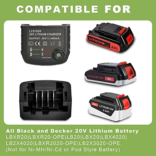 JYJZPB 20V MAX Lithium Battery Charger Compatible for Black & Decker 20V Lithium Battery LBXR20 LBX20 LB20 LBXR20-OPE LBX 4020 LB2X4020 LBXR2020-OPE, LCS1620 Lithium Battery Charger - Thumbnail 4
