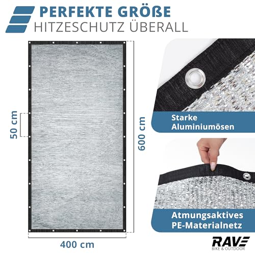 RAVE Aluminium-Schattennetz 6×4 m – Sonnenschutznetz für Auto & Hund – reflektierend, atmungsaktiv – Camping & Outdoor