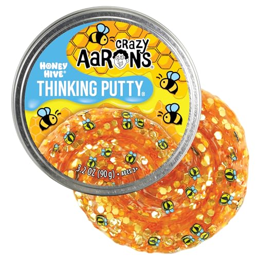 Crazy Aaron's Thinking Putty - Honey Hive - Clear Sensory Putty for Kids and Grown ups in a 4" Tin - Creative and Endless Fun, Stress Relief Therapy Toys, Never Dries Out - Made in USA