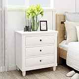 Pannow 3-Drawer Nightstand, Wood Bedside Storage Table Cabinet with Solid Pine Wood Frame, Fully...