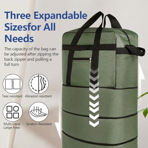 32" Duffel Bag w/Wheels, Waterproof Lightweight Fold & Expandable, Traveling Oxford Suitcase Duffel Travel Bag Large Capacity for Women Men Lattice4