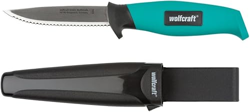 Wolfcraft 4086000 cuchillo Exterior con cuchilla dentada fija y estuche de protección Pack 1