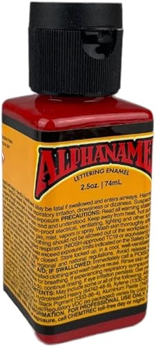 Alphanamel Alpha Red - Pintura esmaltada para rayas, pintura de letreros, letras, bellas artes, 36 colores, varios tamaños, 2.5 onzas