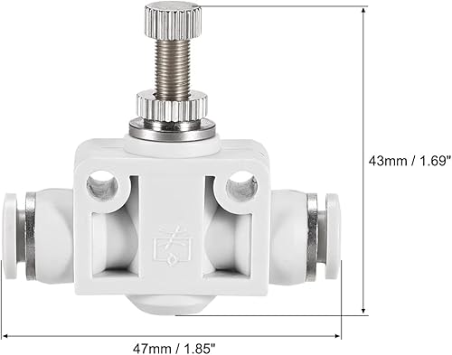 Miniatura 2 de uxcell Válvula de control de flujo de aire, regulador de velocidad en línea Unión recta, válvula de conector neumático, diámetro exterior del tubo
