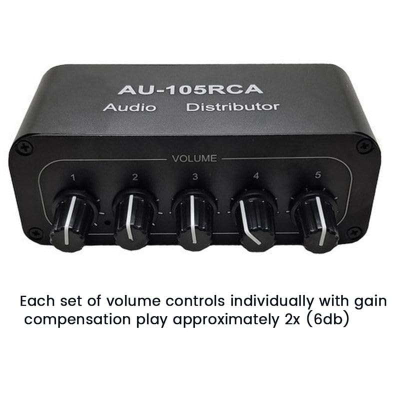 Stereo Audio Distributore Mixer 1 Ingresso 5 Uscita per Amplificatore Attivo