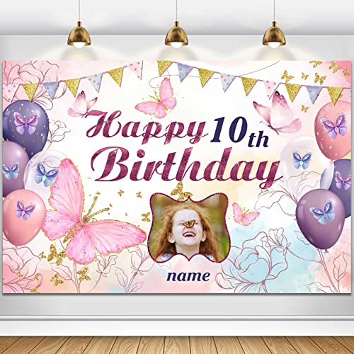 Custom Butterfly Decorations for Birthday,Personalization Butterfly Birthday Decorations Banner