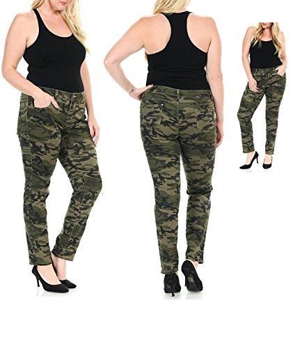 Jack David / Rue21 Juniors Womens Plus Size Stretch Army Camo Camouflage Skinny Denim Jeans Pants