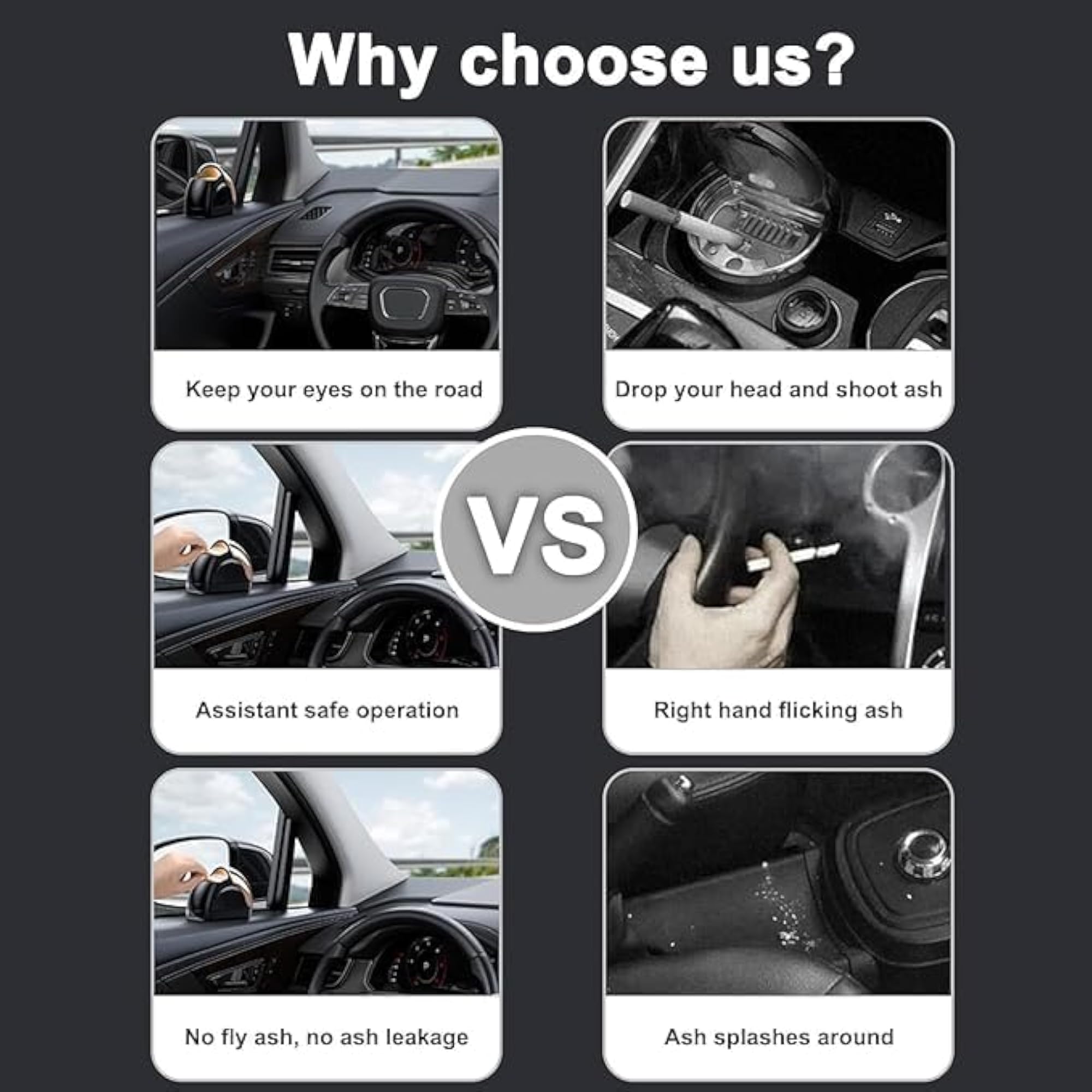 Windproof & Smoke Control Portable Ash Tray for Car