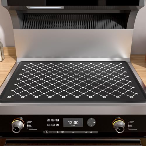Nyoria Stove Top Cover Silicone - 30 x 21 inch Electric Stovetop Countertop Protector Mat - Glass Oven Induction Guard Mat - Cooktop Extra Space for Kitchen RV - Heat Resistant Dish Drying Mat
