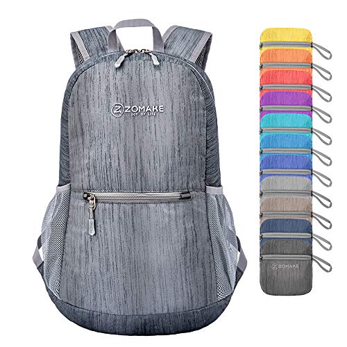 ZOMAKE Ultra Lightweight Packable Backpack Small Hiking Daypack(Medium Gray)