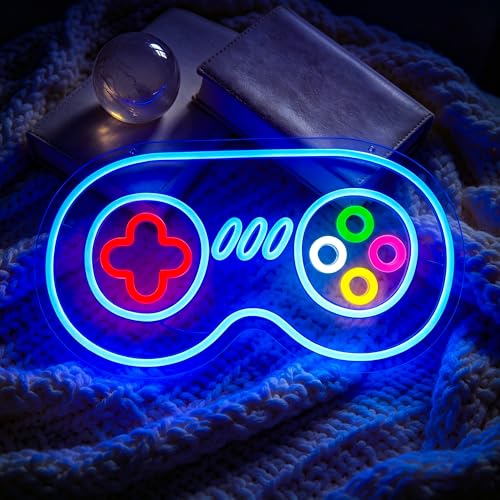 Image of Blue Neon Sign Led Neon Lights Signs for Wall Decor USB Powered Led Signs for Room Decoration-Blue Gamer Gamepad