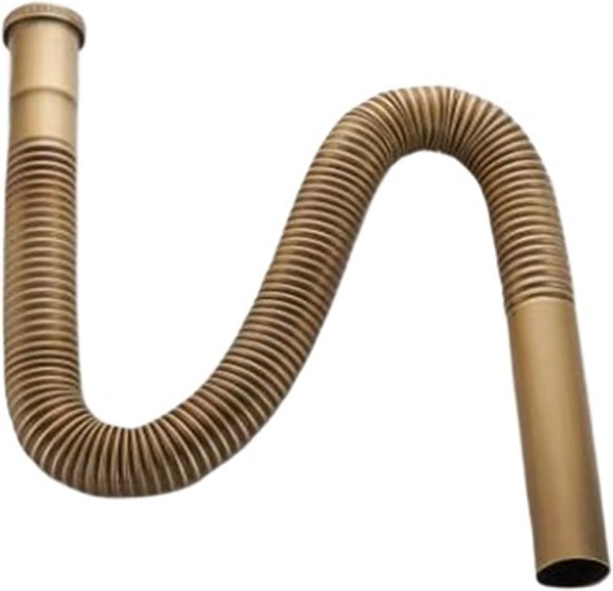 Generico Tubo di Sifone in Ottone, Scarico Flessibile, Attacco per Lavello Dn30, Accessori per Cucina E Bagno, Design Tricolore Nero E Cromo Anticato (Antique Brass)