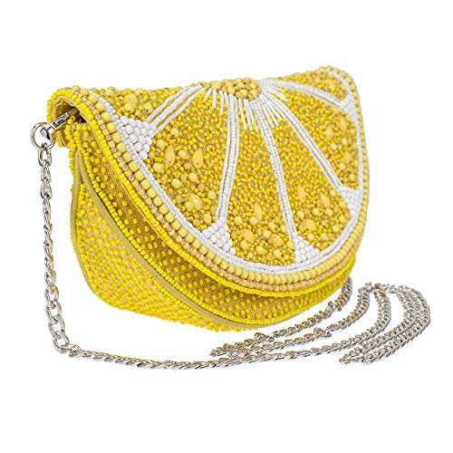 Mary Frances Tart Beaded Handbag Lemon Slice Crossbody Bag, Yellow4