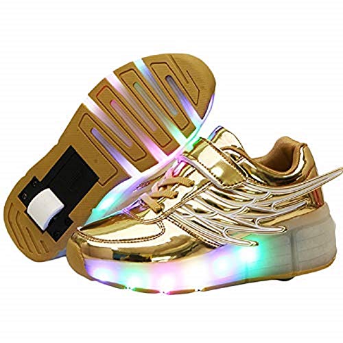 Ehauuo Unisex Kids LED Light up Retractable Roller Skate Sneaker Flashing Wheel Shoes