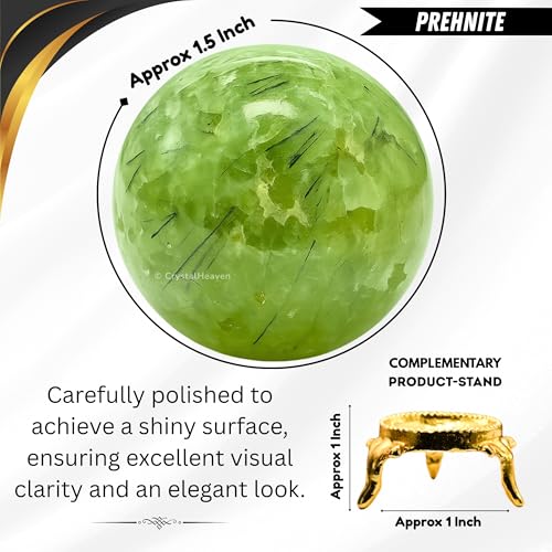 Image of Certified Prehnite Crystal Ball for Meditation - Premium Crystal Vastu Items for Home and Feng Shui Items for Good Luck - Ideal for Pooja Supplies and Spiritual Practices (1.5 inch Inch)