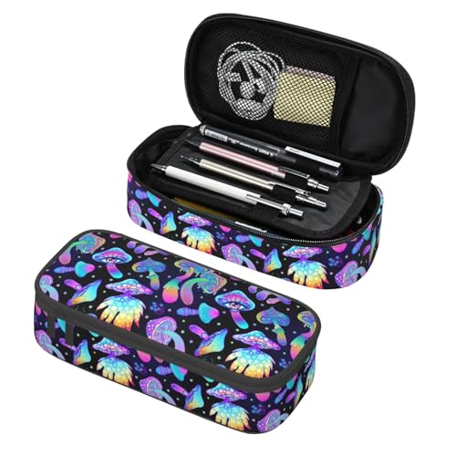 Image of Hippie Mushroom Magic Pencil Case Organizer Big Capacity Pencil Pouch Stationery With Zipper School Supplies Pencil Bag For Girls Boys Office