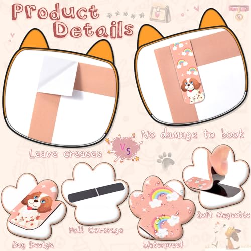 MWOOT 30 Stück Niedliche Hund Magnetische Lesezeichen,Dogs Magnetic Bookmarks, Magnet Lesezeichen,Magnet Buchklammern für Bücherliebhaber, Studenten, Seitenclips Lesebedarf (30 Stile, 2x6 CM)
