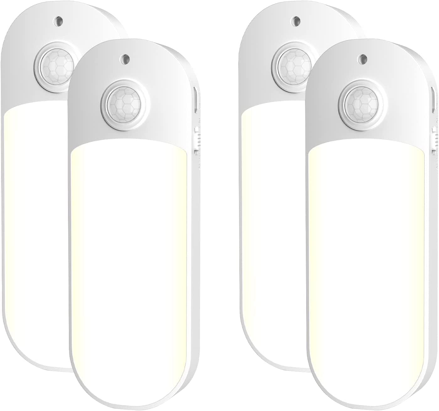 LED Night Light with Motion Sensor, USB Rechargeable Battery Operated Cupboard Lamp with Magnetic Strips for Bedroom, Wardrobe, Cabinet, Closet, Hallway Kitchen Lighting - 4 Packs