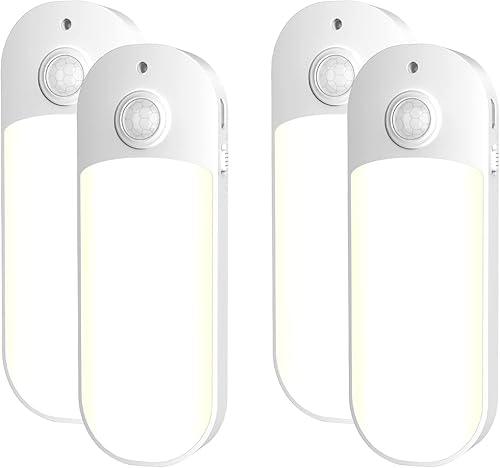 Miniatura 9 de STECHRO Luz nocturna LED con sensor de movimiento, lámpara de armario recargable por USB con tiras magnéticas para dormitorio, armario, armario,