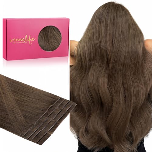 Image of WENNALIFE Invisi Edge Tape in Hair Extensions Human Hair,#5,24 Inch