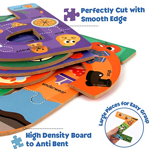 SYNARRY Wooden Alphabet Jigsaw Puzzles for 3 4 5 Year Olds - Image 4