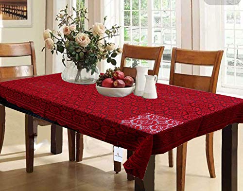 Kuber Industries Cotton Dining Table Cover 6 Seater – Maroon