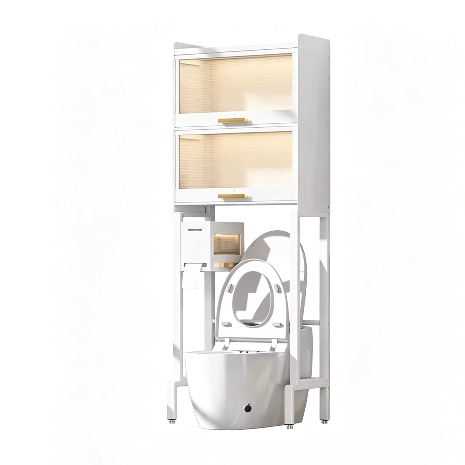 Over the Toilet Storage Cabinet Bathroom Organizer, Stable Anti-Tip Design & Adjustable Shelves, Narrow Space Saver for Restroom(White 3-Tier w/Tissue 20.47x10.24x61.81in)