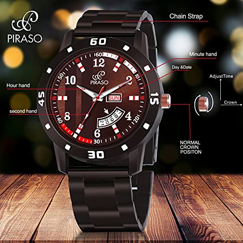 Image of Piraso Analog Brown Dial Men's Watch - 2051-BROWN-CK