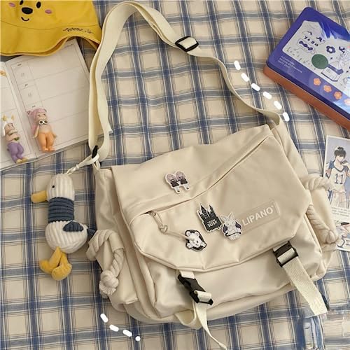 Loizziuy Cool Devil Backpack Crossbody Bag Large Capacity Aesthetic Backpack Cute Casual Travel Mochilas Daypacks (white [ plus random 4 badge])4