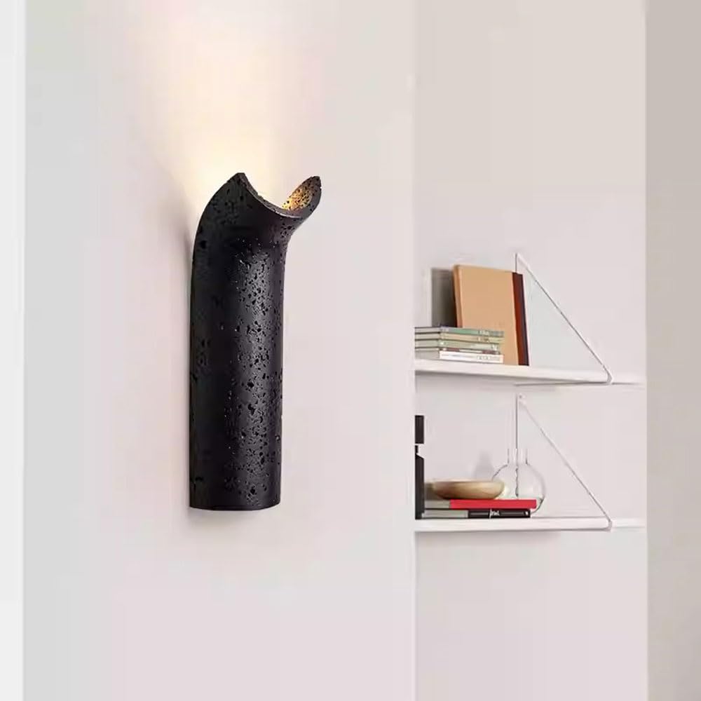 Nordic Industrial Style Single-Head Wall Sconce, G9 Screw Flush Mount Lamp, Personalized Black Travertine Light, Entryway Living Room Hallway Decorative Fixtures